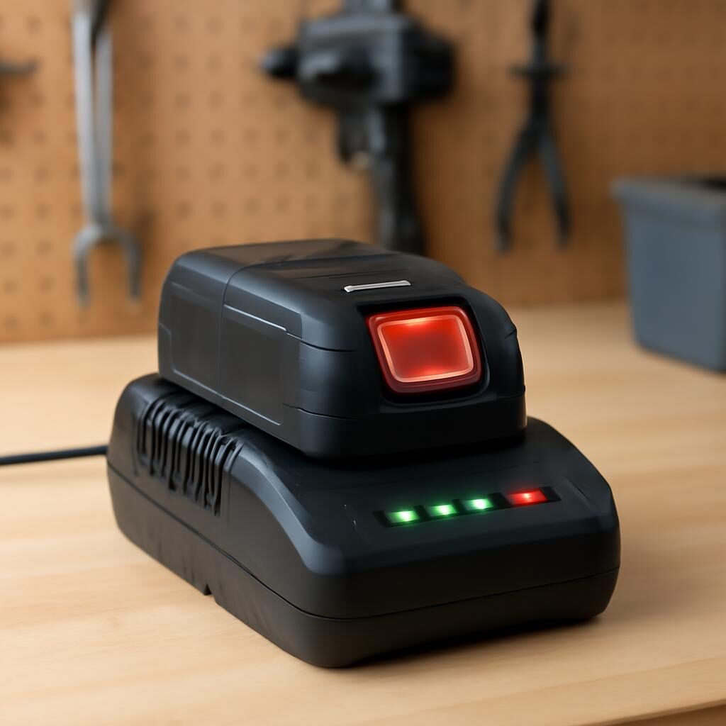 Batterie en charge avec LED indicateurs sur chargeur Bosch