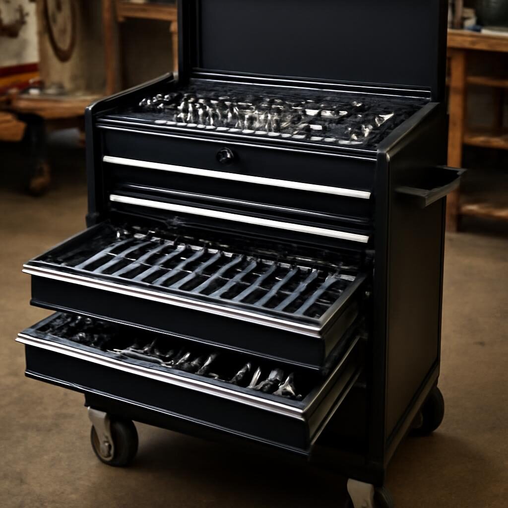 Servante d'atelier pro avec outils chromés