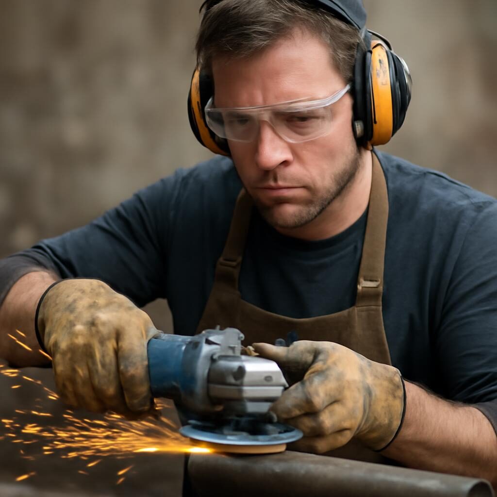 Utilisation d'une meuleuse 125 mm avec EPI complet