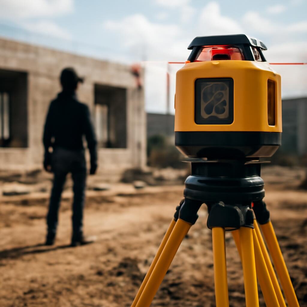 Niveau laser rotatif sur trépied en extérieur