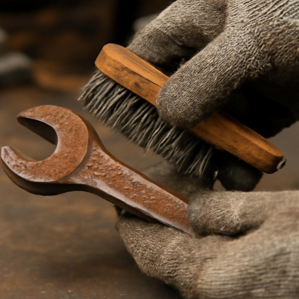 Nettoyage de rouille à la brosse métallique sur clé