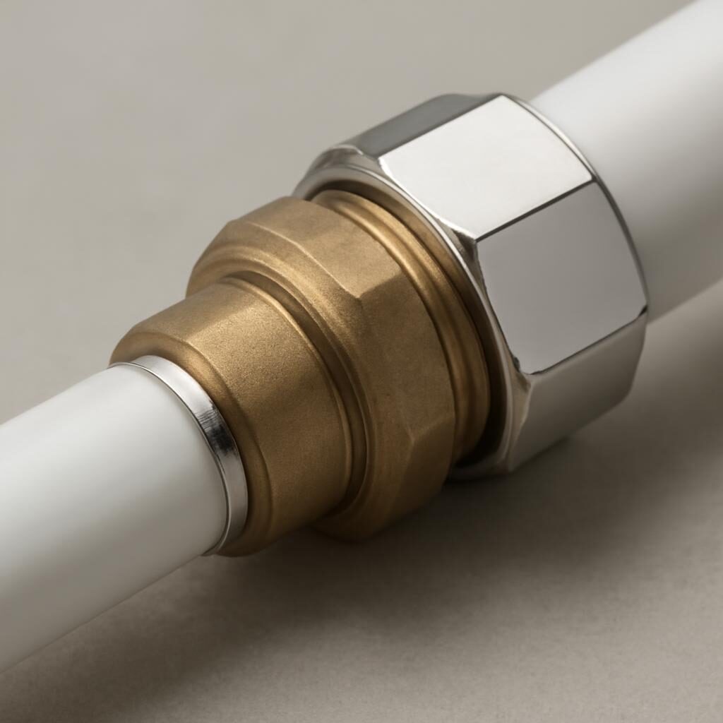 Tube PER multicouche avec raccord laiton serti