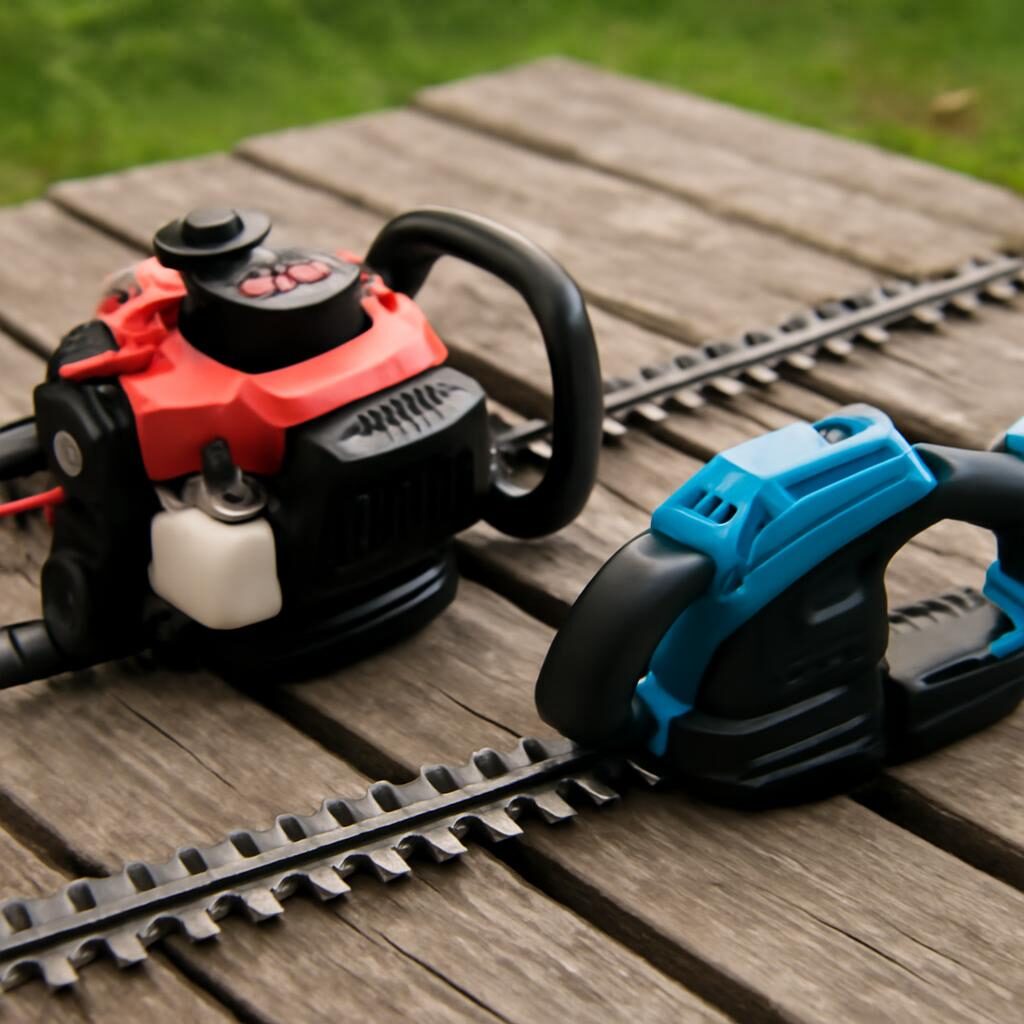 Comparatif taille-haie thermique vs batterie sur table