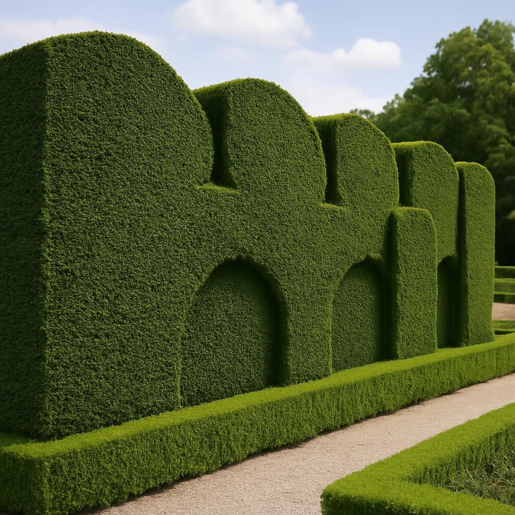 Haie de jardin parfaitement taillée après usage du taille-haie