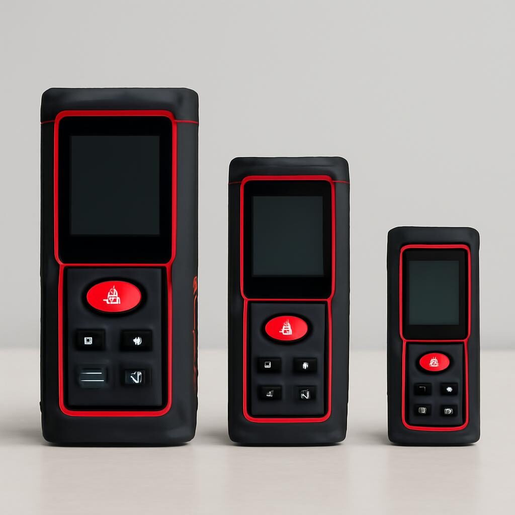 Trois télémètres laser Bosch de tailles différentes alignés
