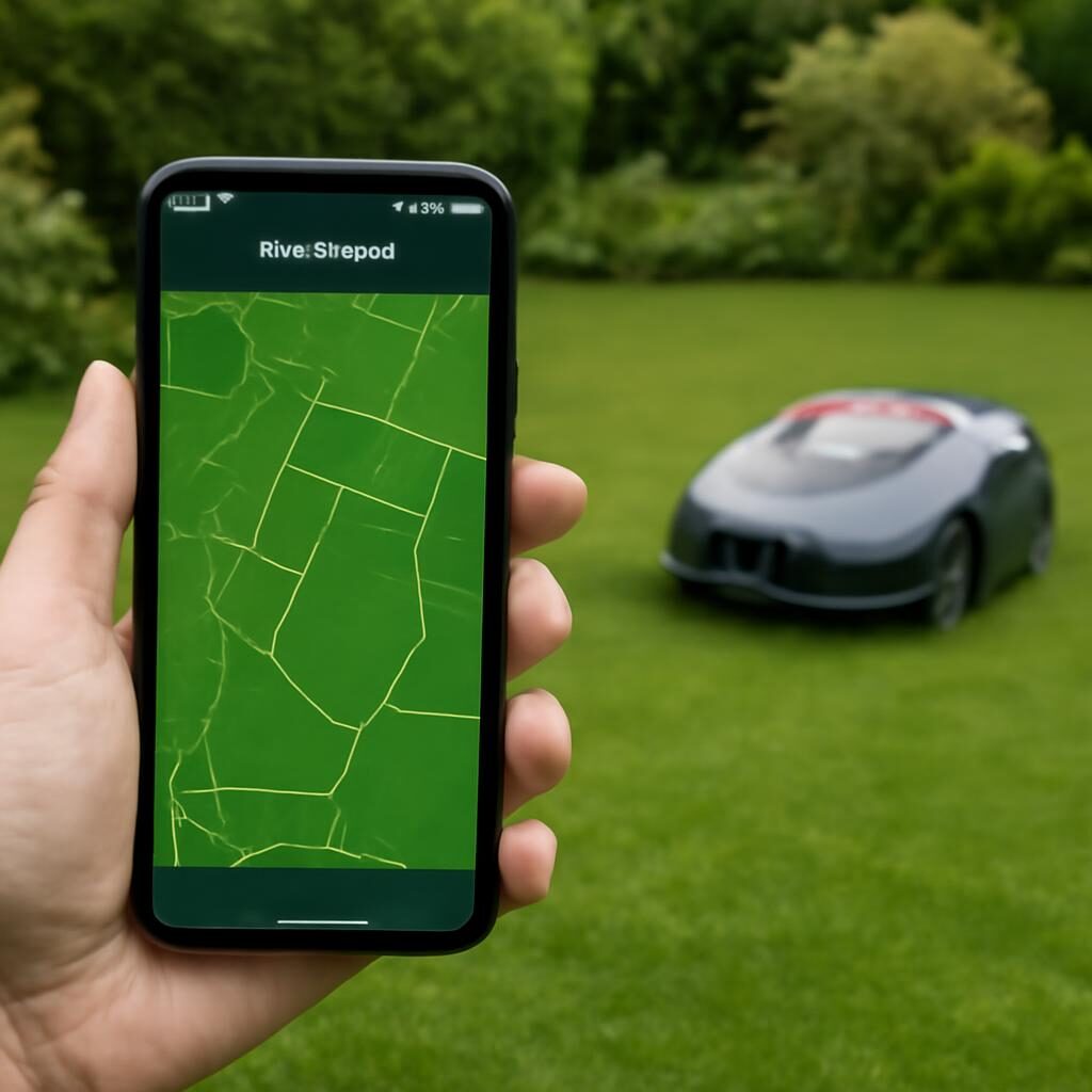 Application smartphone affichant la carte de tonte d'un robot